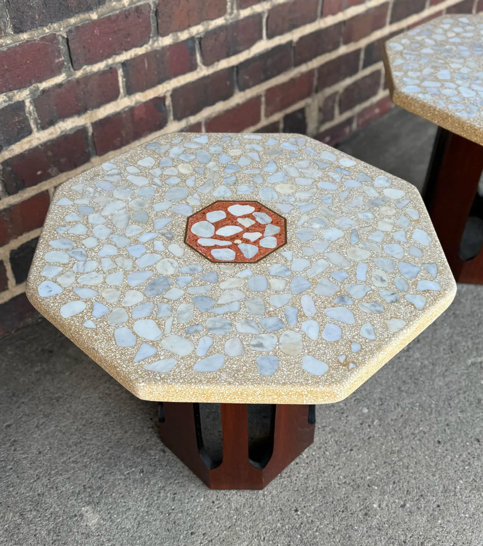 Harvey Probber Mid Century Travertine Side Tables