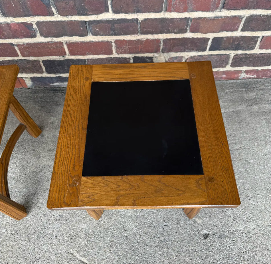Pair of Vintage Ranch Oak Side Tables