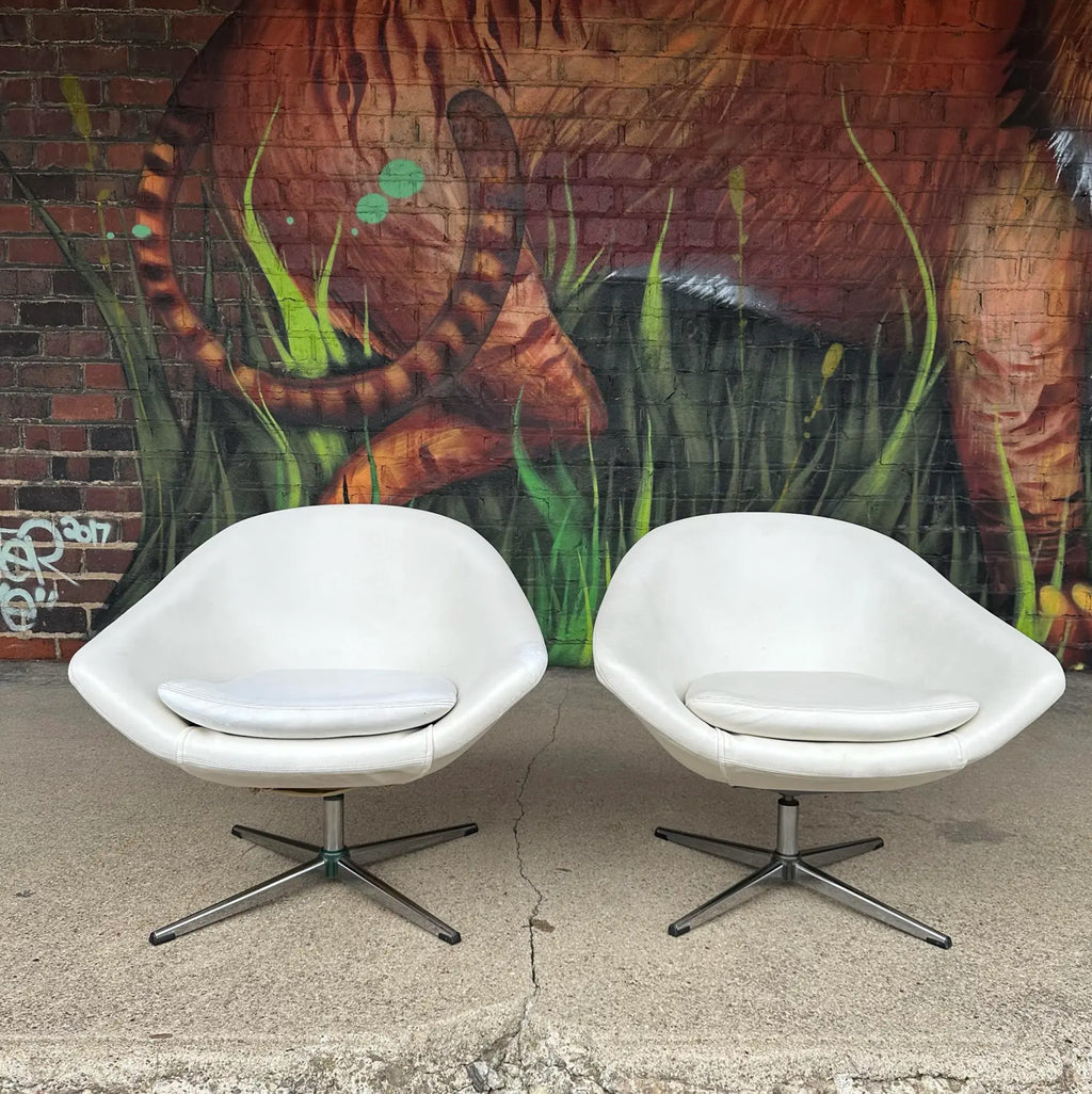 Pair of Mid-Century Modern Overman Swivel Chairs
