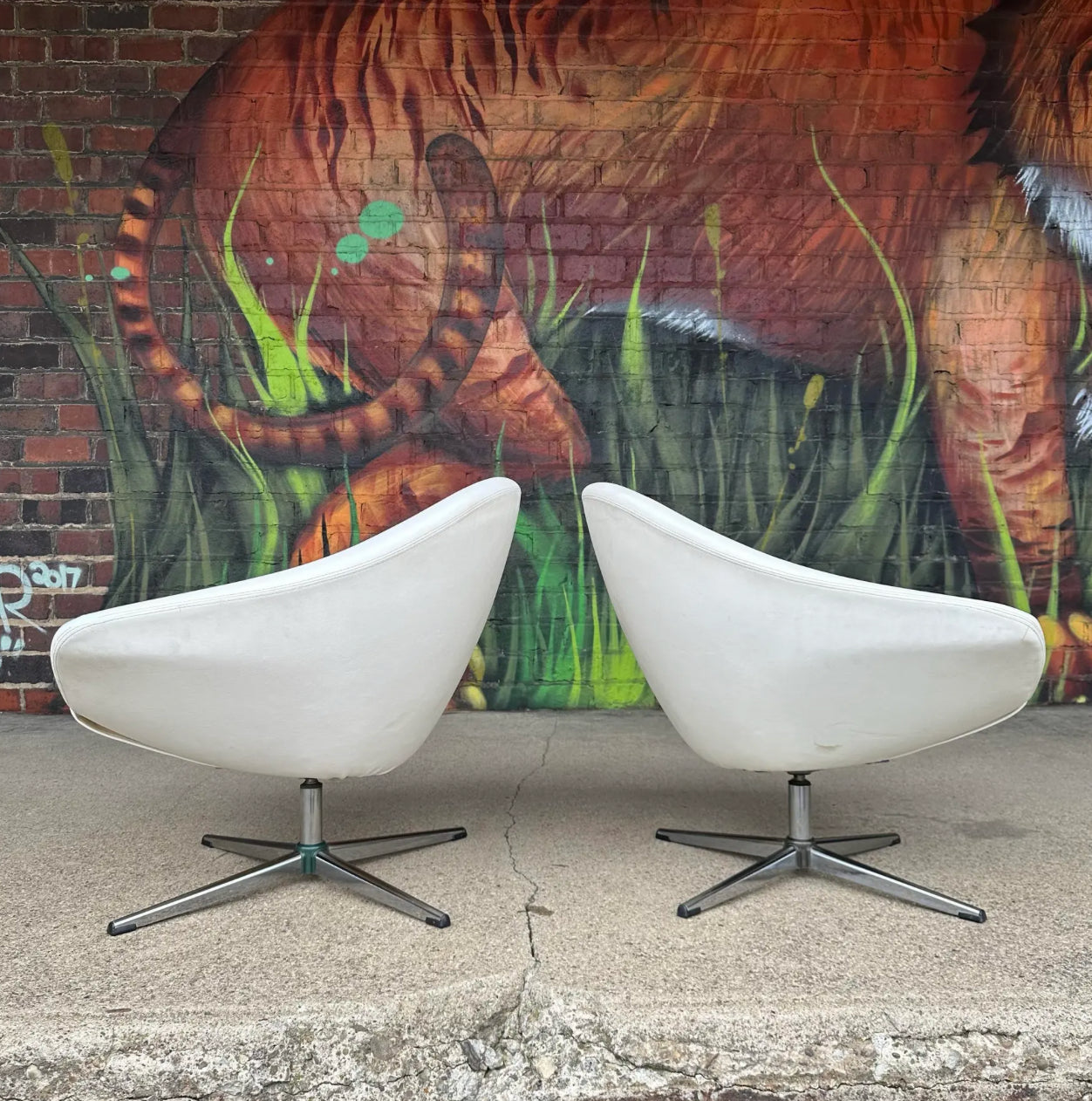 Pair of Mid-Century Modern Overman Swivel Chairs