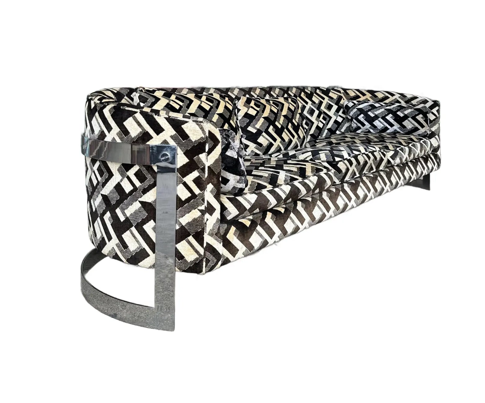 Chrome Sofa by Flair in the Style of Milo Baughman