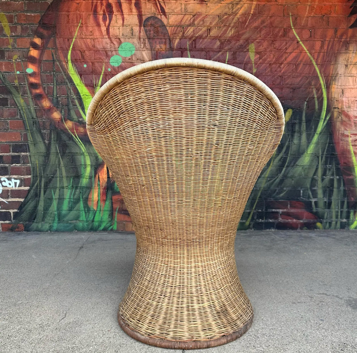 Mid-Century Modern Adrian Pearsall Comfort Designs Tall Rattan Wicker Peacock Chair