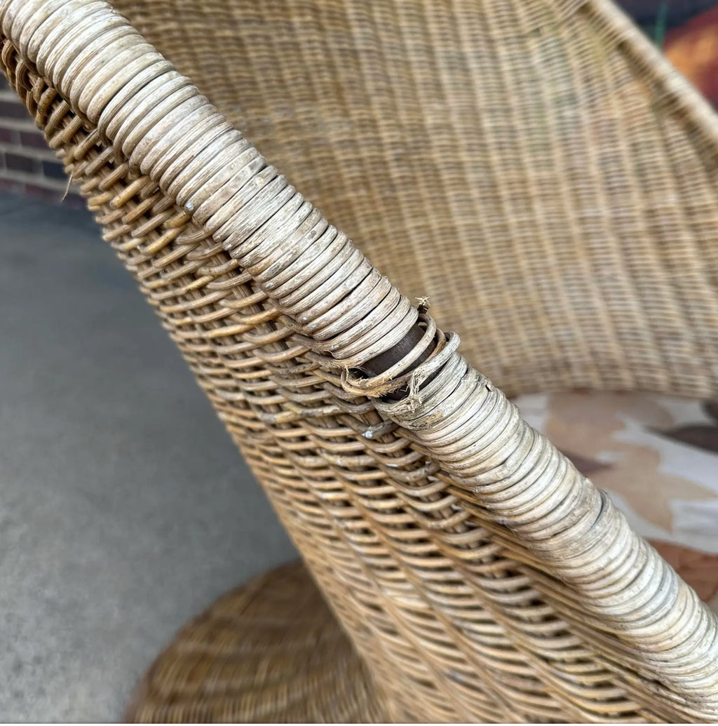 Mid-Century Modern Adrian Pearsall Comfort Designs Tall Rattan Wicker Peacock Chair