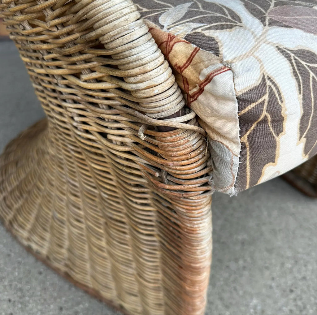 Mid-Century Modern Adrian Pearsall Comfort Designs Tall Rattan Wicker Peacock Chair