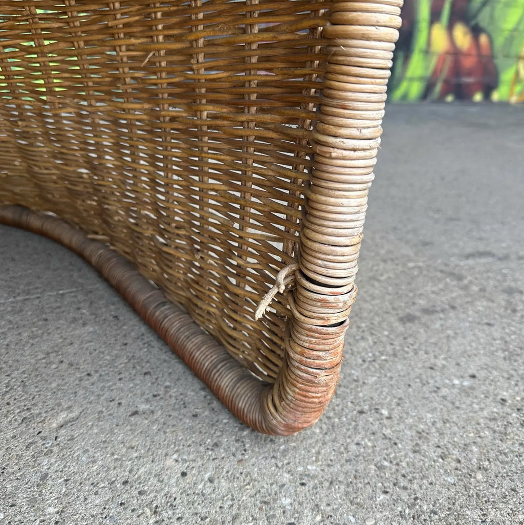 Mid-Century Modern Adrian Pearsall Comfort Designs Tall Rattan Wicker Peacock Chair