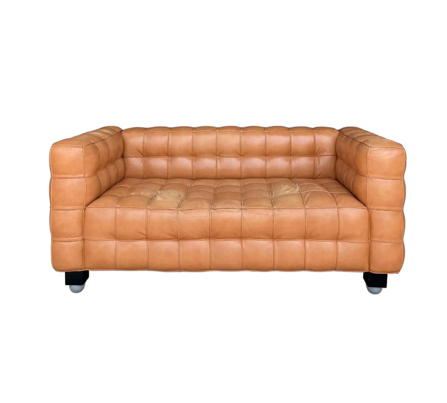 Josef Hoffman "Kubus" Sofa for Wittman Mid-Century Modern Tufted Leather