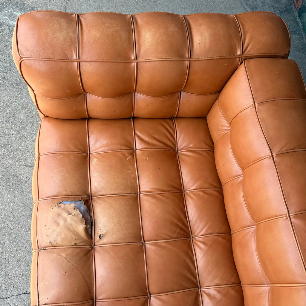 Josef Hoffman "Kubus" Sofa for Wittman Mid-Century Modern Tufted Leather