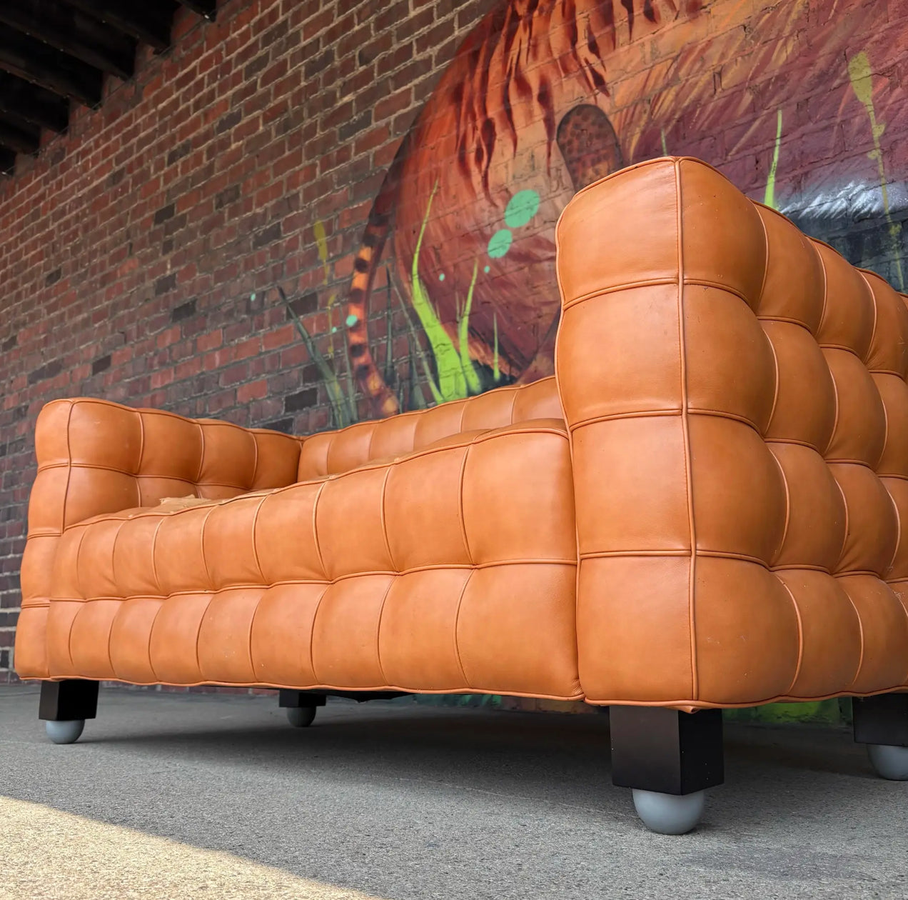 Josef Hoffman "Kubus" Sofa for Wittman Mid-Century Modern Tufted Leather