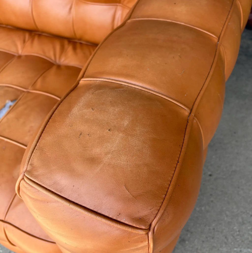 Josef Hoffman "Kubus" Sofa for Wittman Mid-Century Modern Tufted Leather