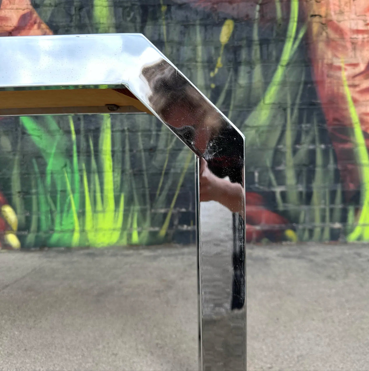 Chrome and Smoke Mirrored Console Table Style of Milo Baughman