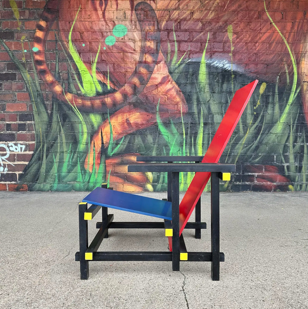 Iconic Red and Blue Armchair by Gerrit Rietvald