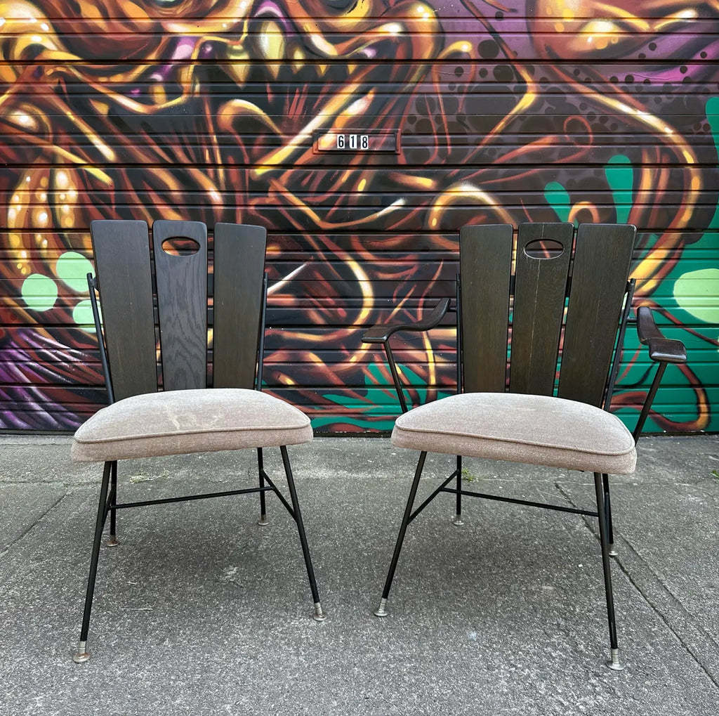 Richard McCarthy Wrought Iron and Oak Dining Set Mid-Century Modern