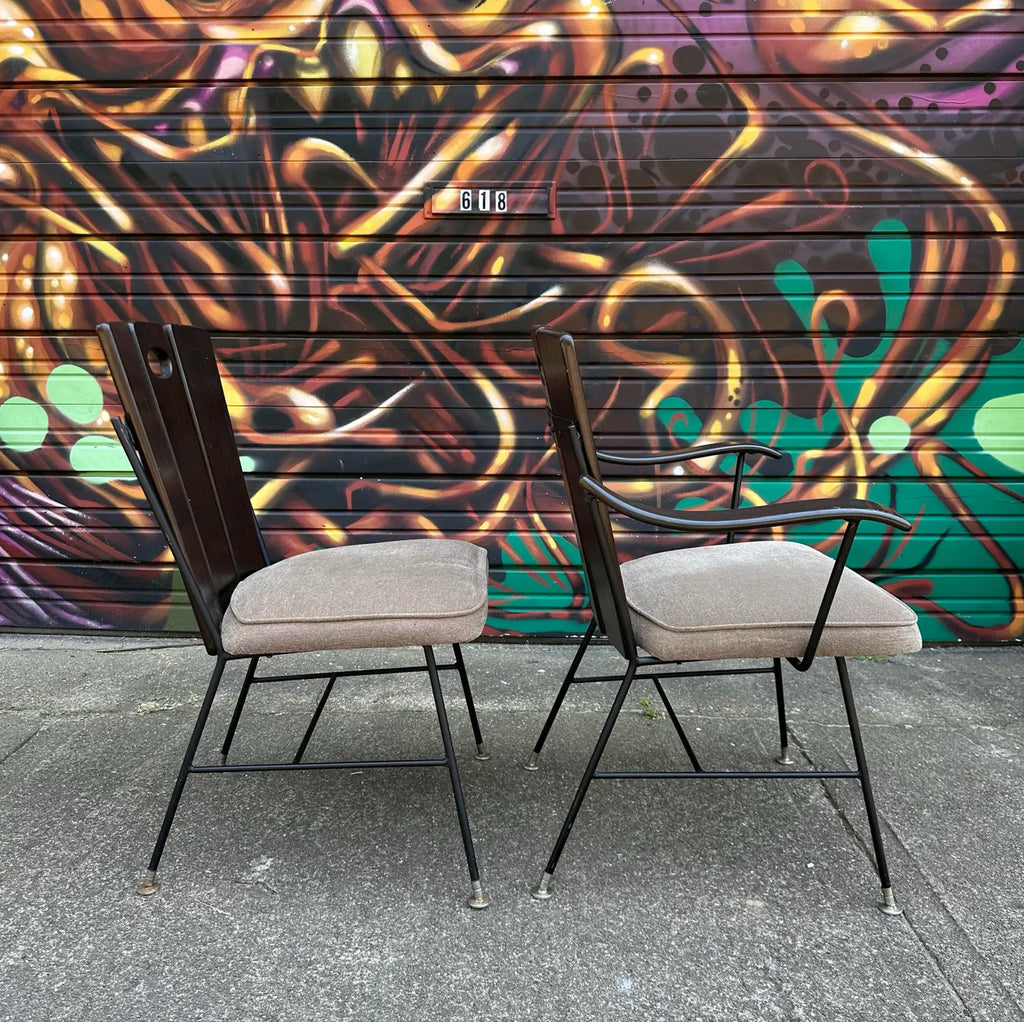 Richard McCarthy Wrought Iron and Oak Dining Set Mid-Century Modern