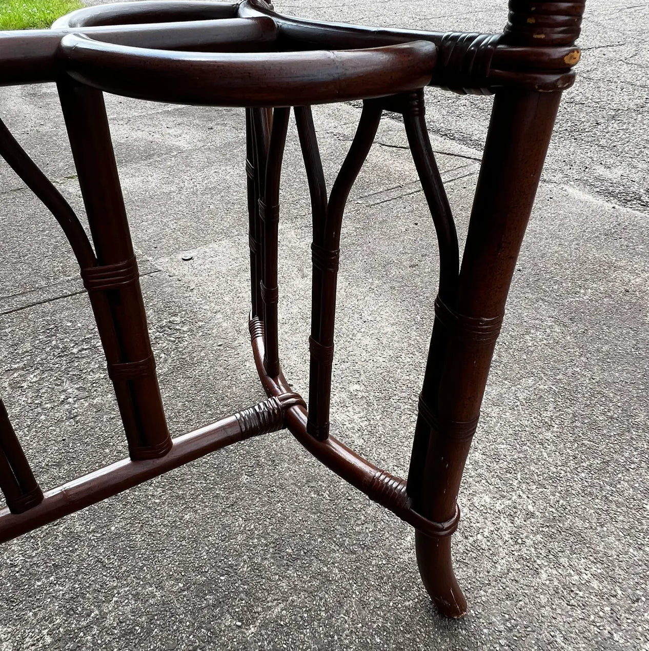 1970s Bamboo Rattan and Glass Console Table