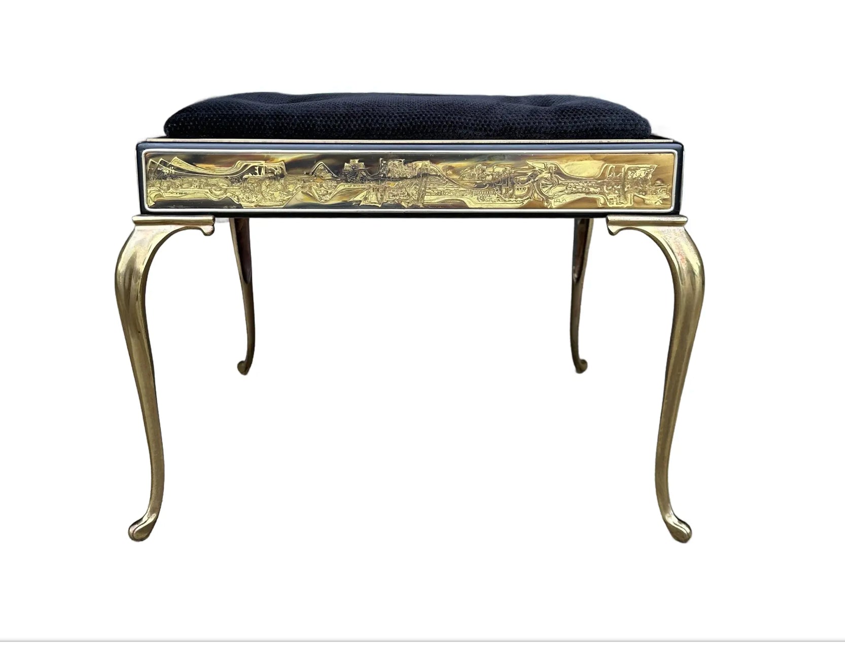 Acid Etched Mastercraft Ottoman by Bernhard Rohne Mid-Century Modern
