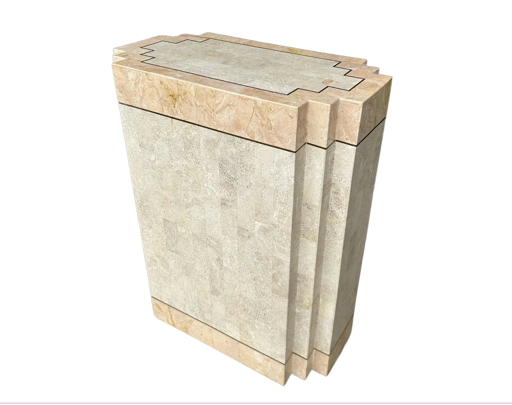 Maitland-Smith Tessellated Marble Stone Pedestal