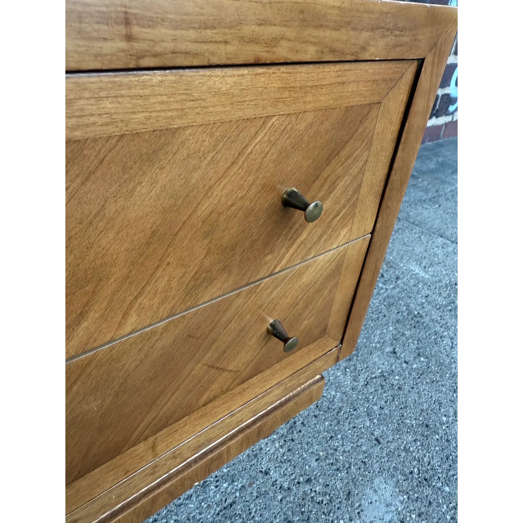 A Detailed Nightstand by American of Martinsville, Featuring Brass Knobs, Two Drawers and Multi Tiered