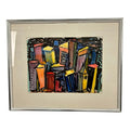Abstract Cityscape Watercolor Framed Painting by Kenneth Marcus Hugh