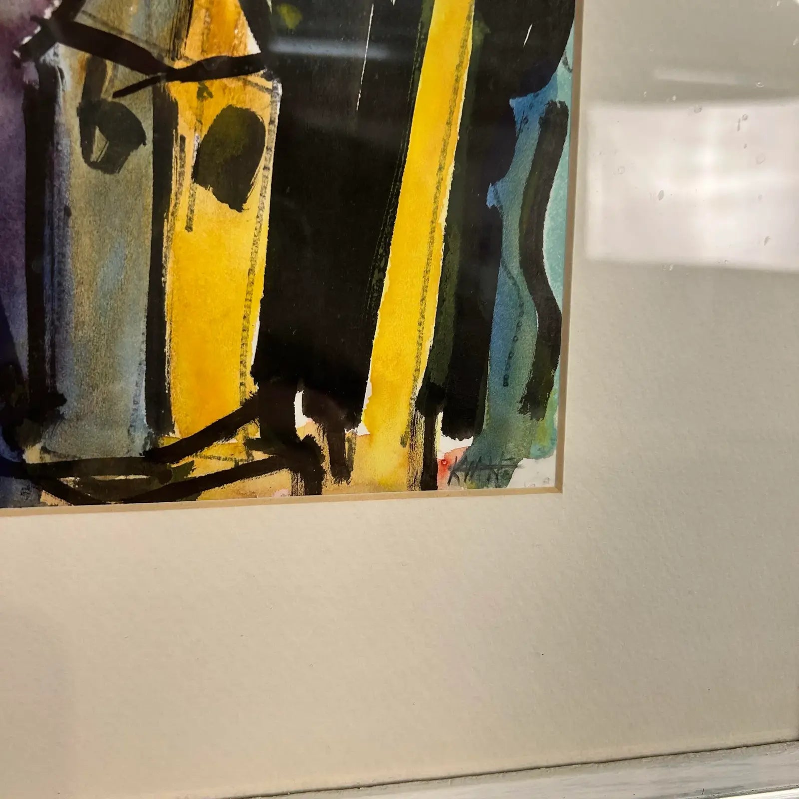 Abstract Cityscape Watercolor Framed Painting by Kenneth Marcus Hugh