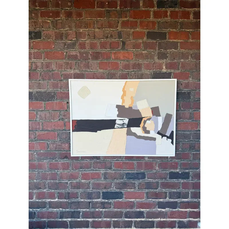 Abstract Oil on Canvas by Sanders – Retailed Through Harris Strong – Signed, Framed
