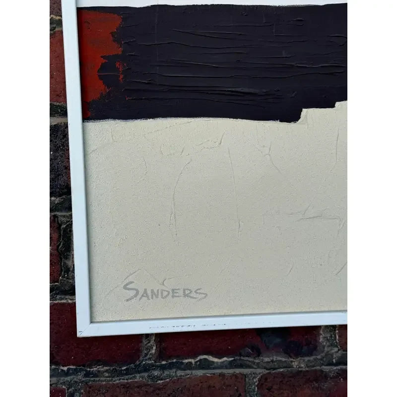 Abstract Oil on Canvas by Sanders – Retailed Through Harris Strong – Signed, Framed