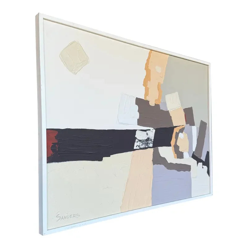Abstract Oil on Canvas by Sanders – Retailed Through Harris Strong – Signed, Framed