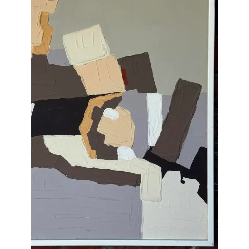 Abstract Oil on Canvas by Sanders – Retailed Through Harris Strong – Signed, Framed