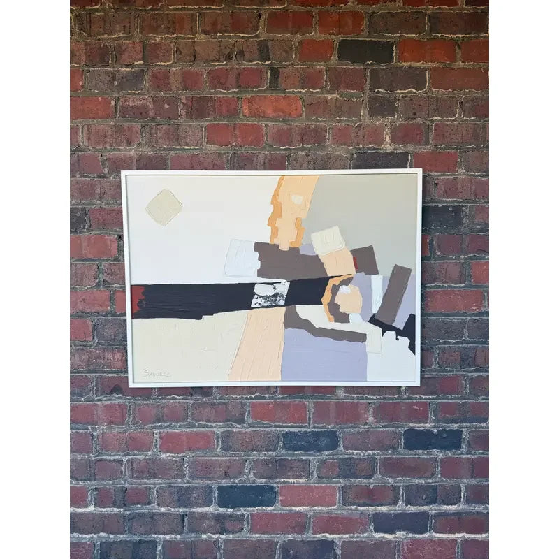 Abstract Oil on Canvas by Sanders – Retailed Through Harris Strong – Signed, Framed