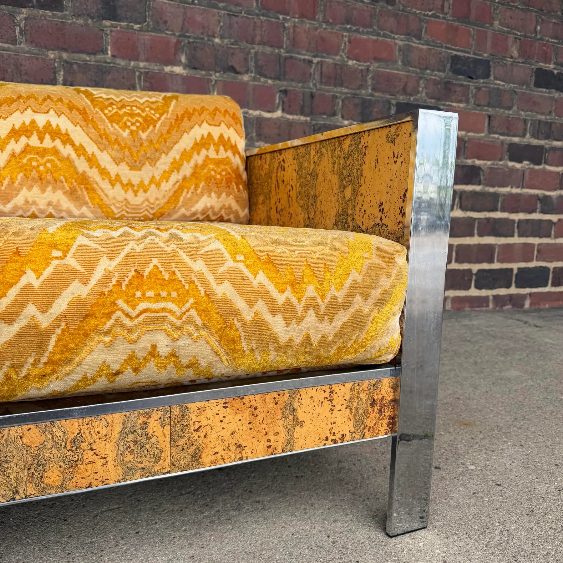 Adrian Pearsall Chrome & Cork Loveseat Sofa for Craft Associates (1 of 2)