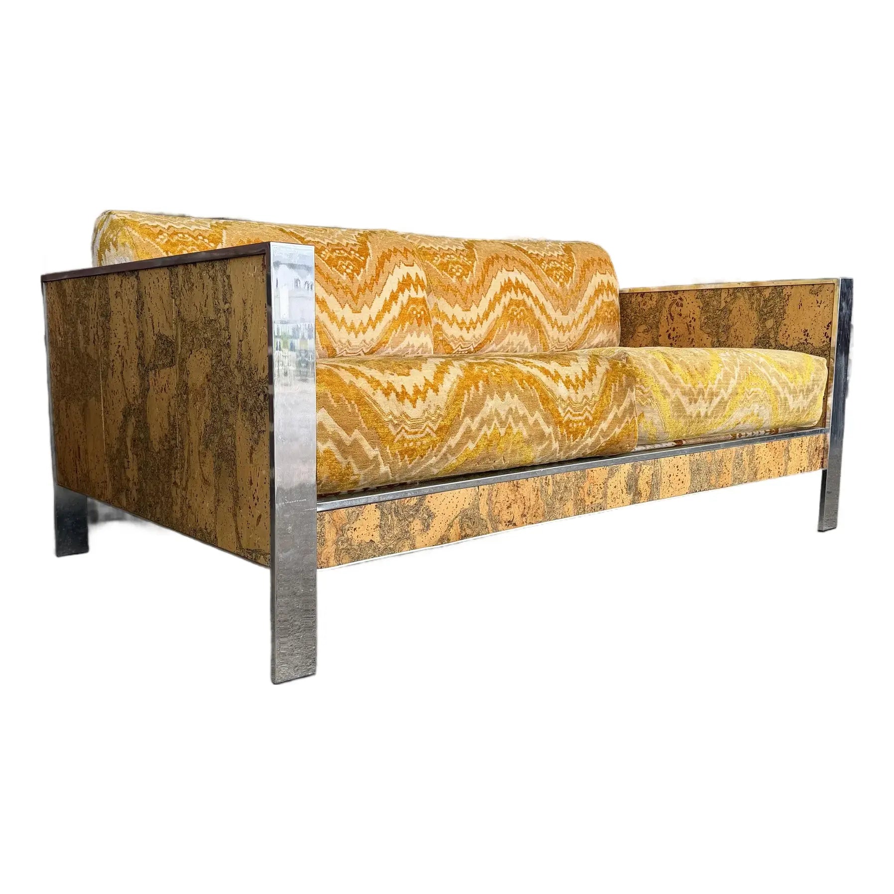 Adrian Pearsall Chrome & Cork Loveseat Sofa for Craft Associates (1 of 2)