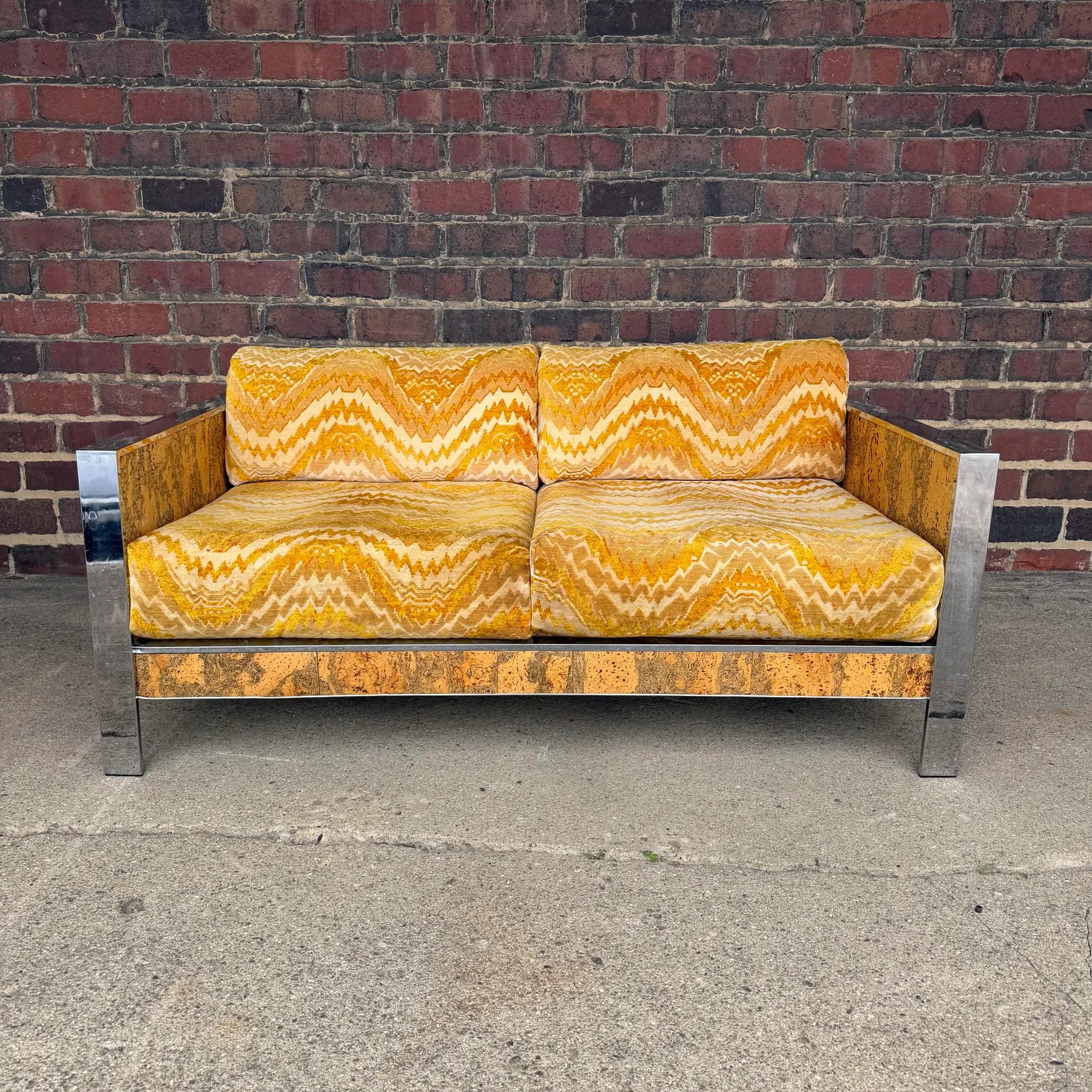 Adrian Pearsall Chrome & Cork Loveseat Sofa for Craft Associates (1 of 2)