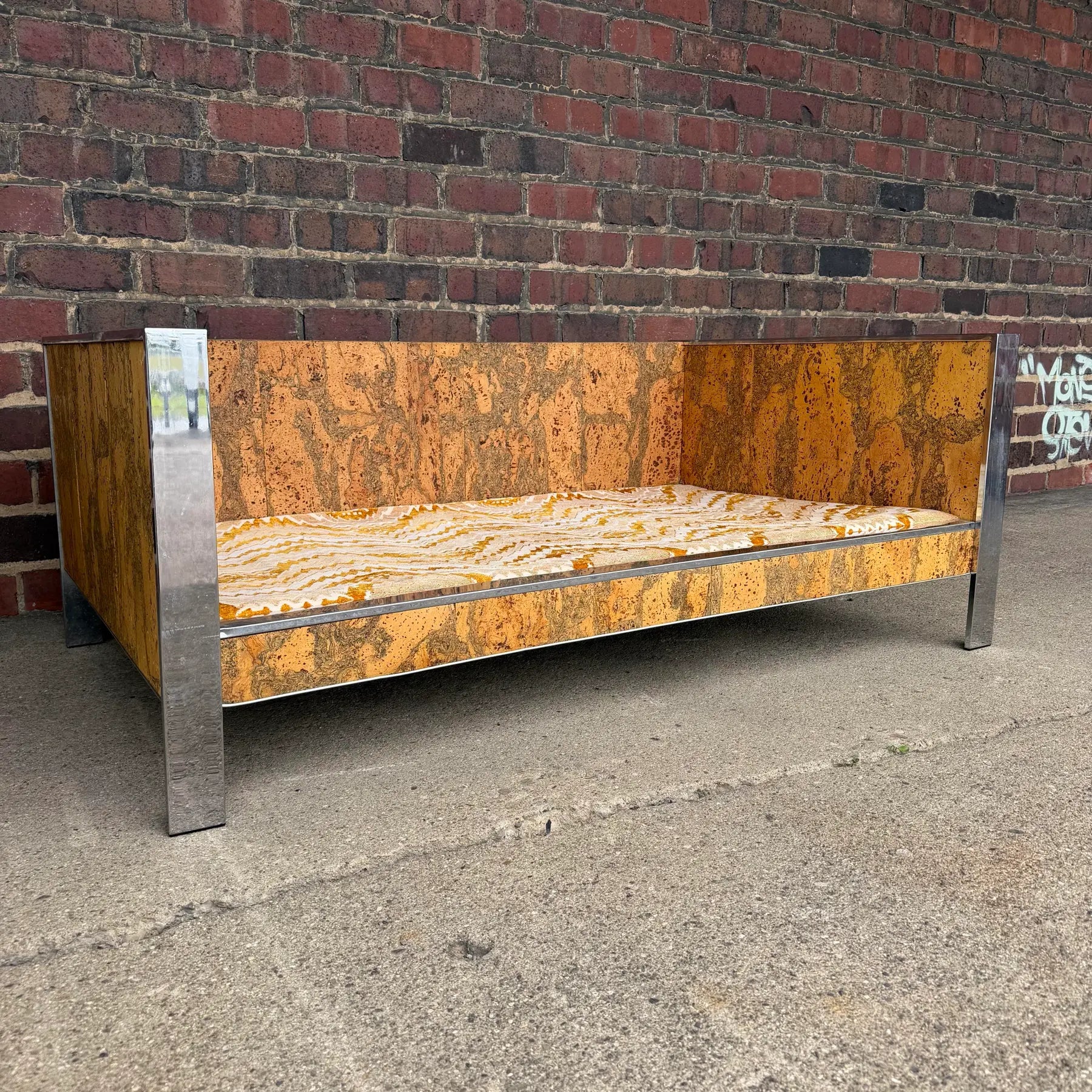 Adrian Pearsall Chrome & Cork Loveseat Sofa for Craft Associates (1 of 2)