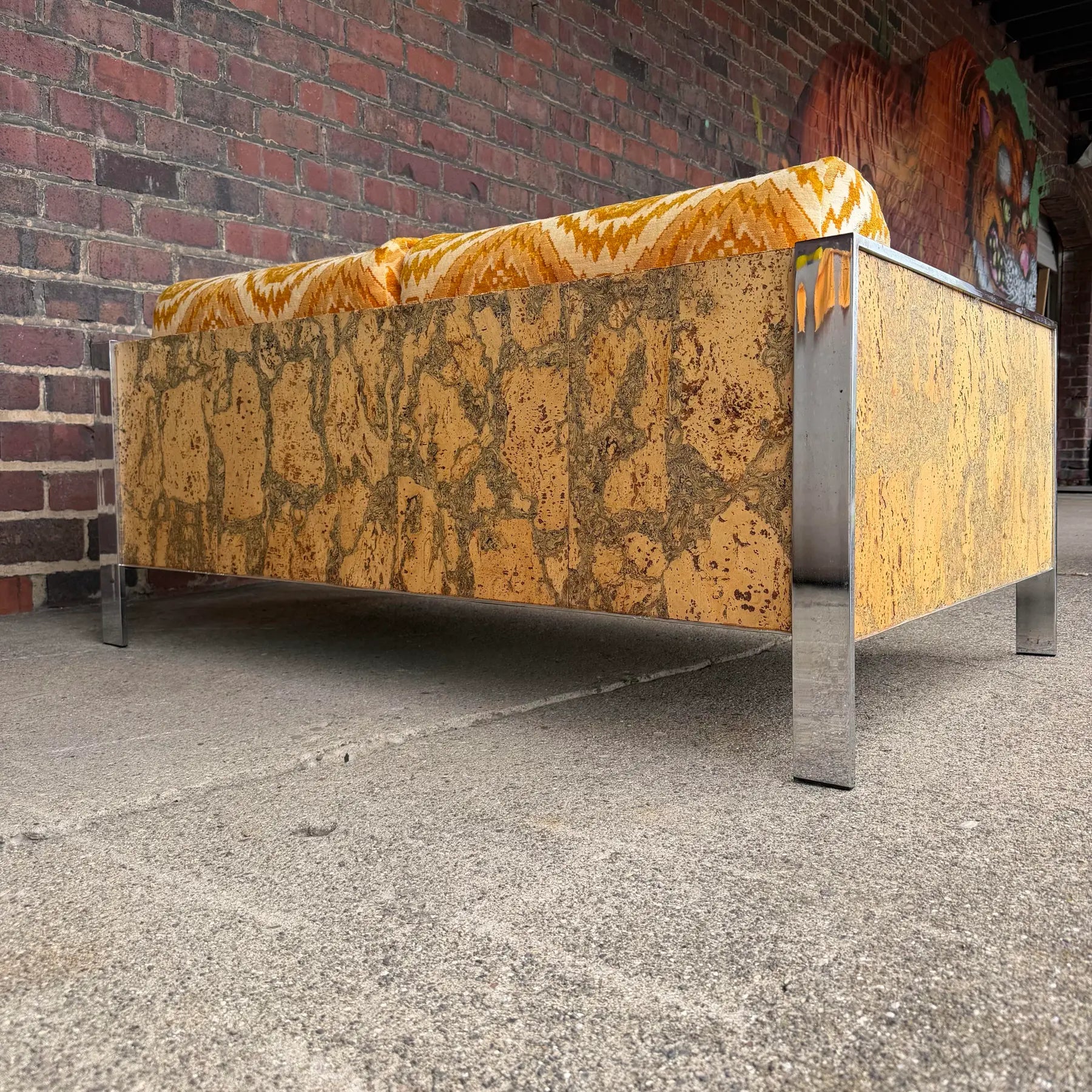 Adrian Pearsall Chrome & Cork Loveseat Sofa for Craft Associates (1 of 2)