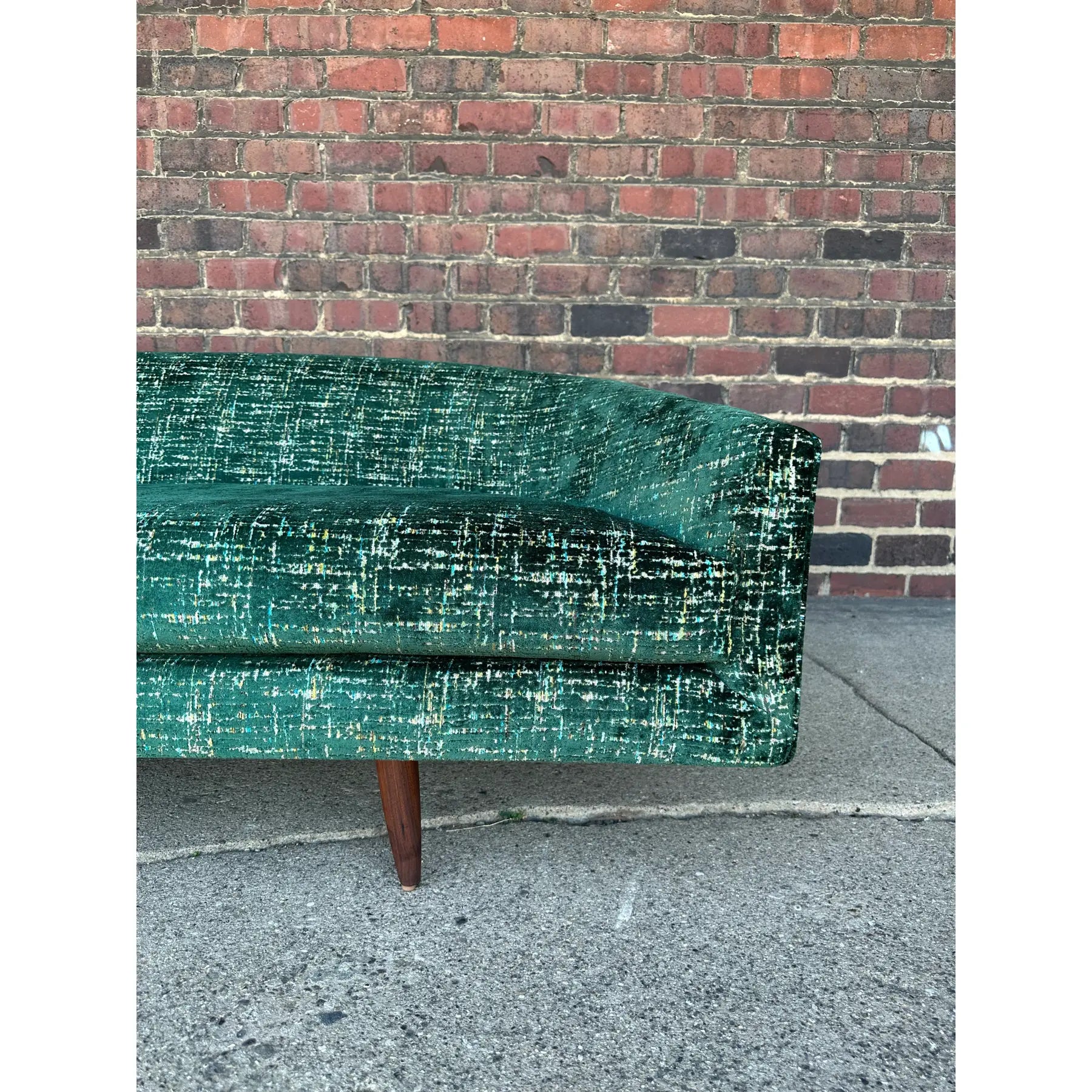 Adrian Pearsall Cloud Sofa Craft Associates Recovered in a Emerald Multi Dimensional Color Velvet.
