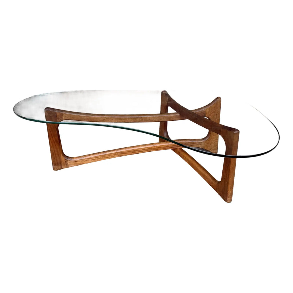 Adrian Pearsall for Craft Associates Curved Coffee Table Glass and Walnut