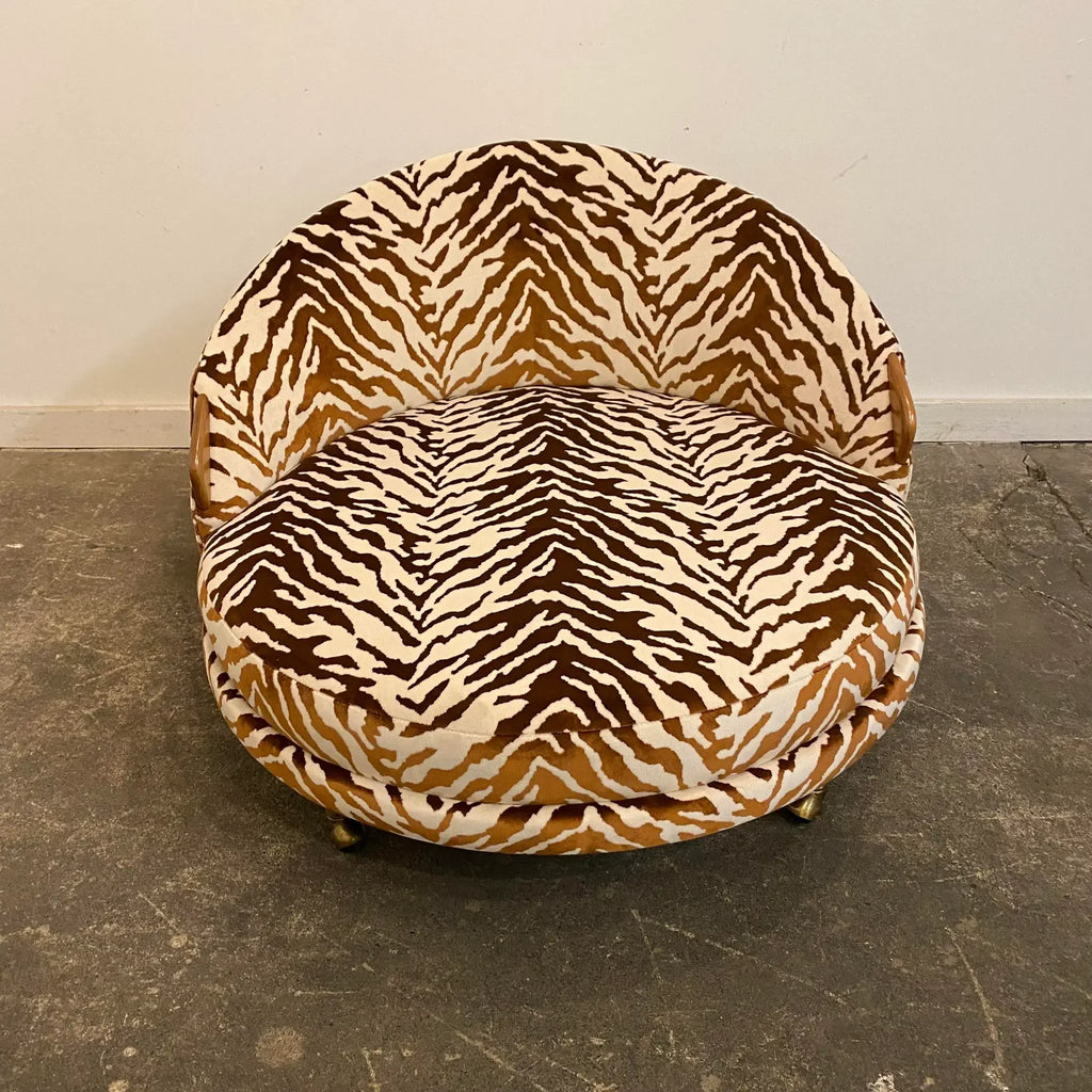 Adrian Pearsall Havana Chaise Lounges Reupholstered Zebra Chair on Casters