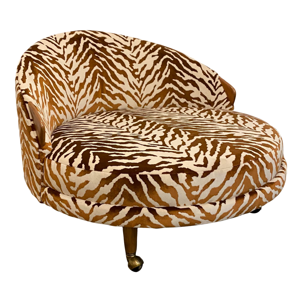 Adrian Pearsall Havana Chaise Lounges Reupholstered Zebra Chair on Casters