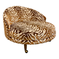 Adrian Pearsall Havana Chaise Lounges Reupholstered Zebra Chair on Casters