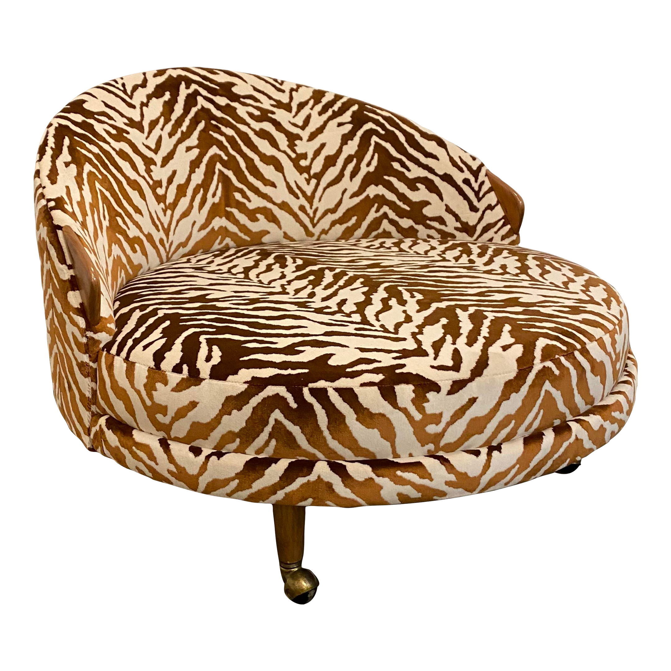 Adrian Pearsall Havana Chaise Lounges Reupholstered Zebra Chair on Casters