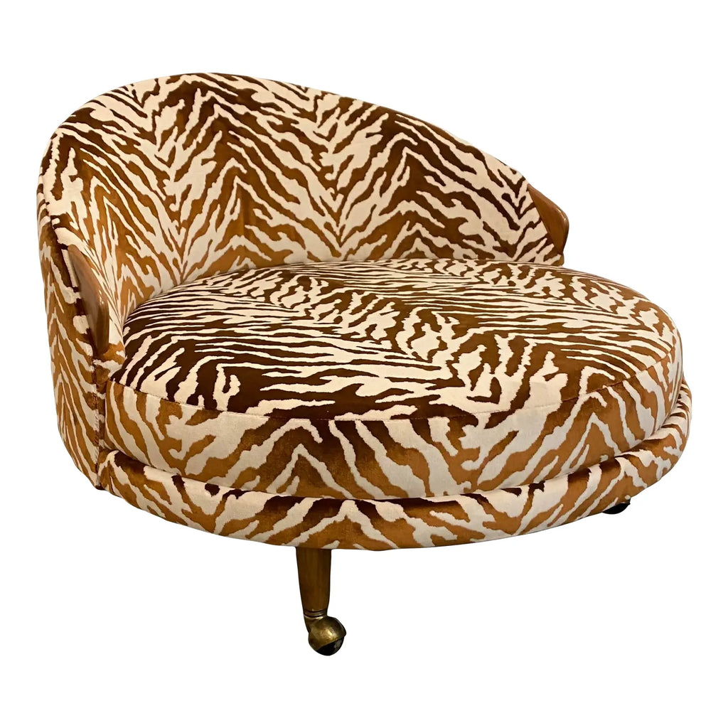 Adrian Pearsall Havana Chaise Lounges Reupholstered Zebra Chair on Casters