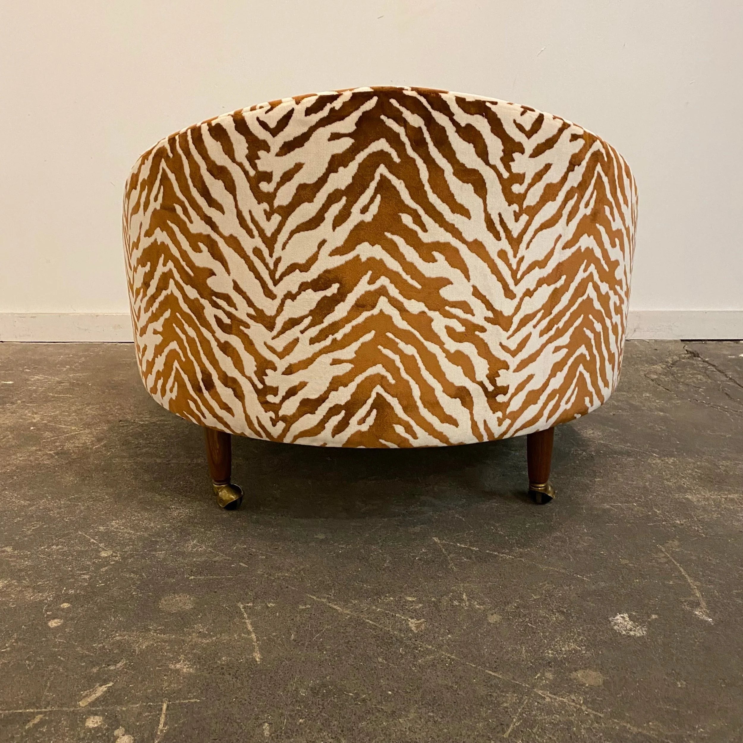 Adrian Pearsall Havana Chaise Lounges Reupholstered Zebra Chair on Casters