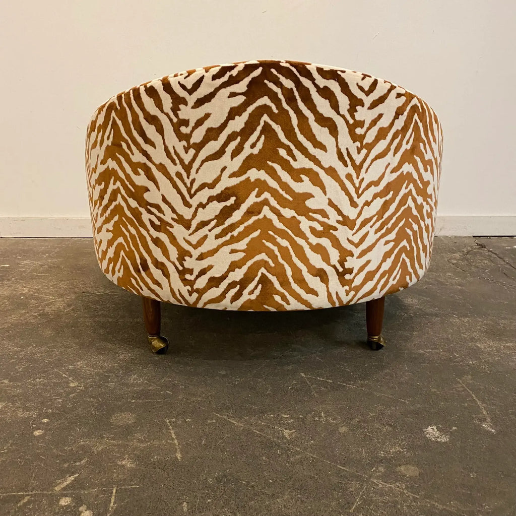 Adrian Pearsall Havana Chaise Lounges Reupholstered Zebra Chair on Casters