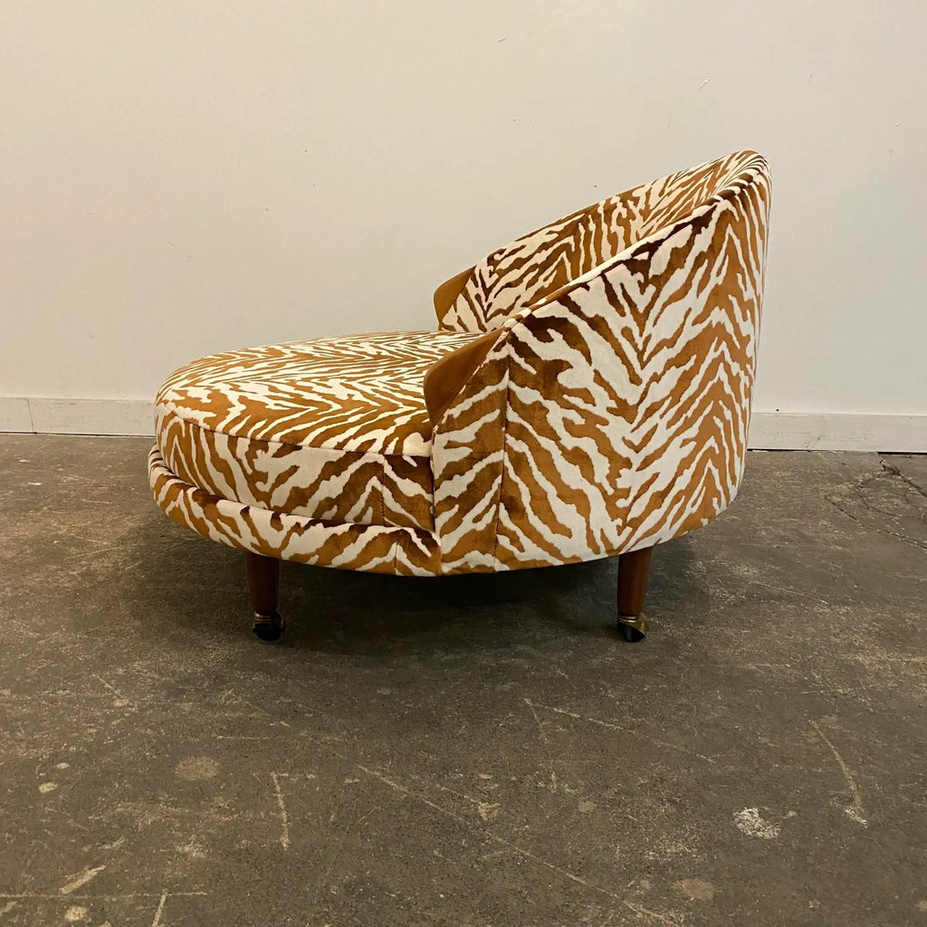Adrian Pearsall Havana Chaise Lounges Reupholstered Zebra Chair on Casters