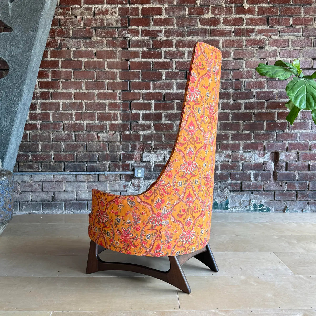 Adrian Pearsall High Back Chair Reupholstered With Mind the Gap Fabric
