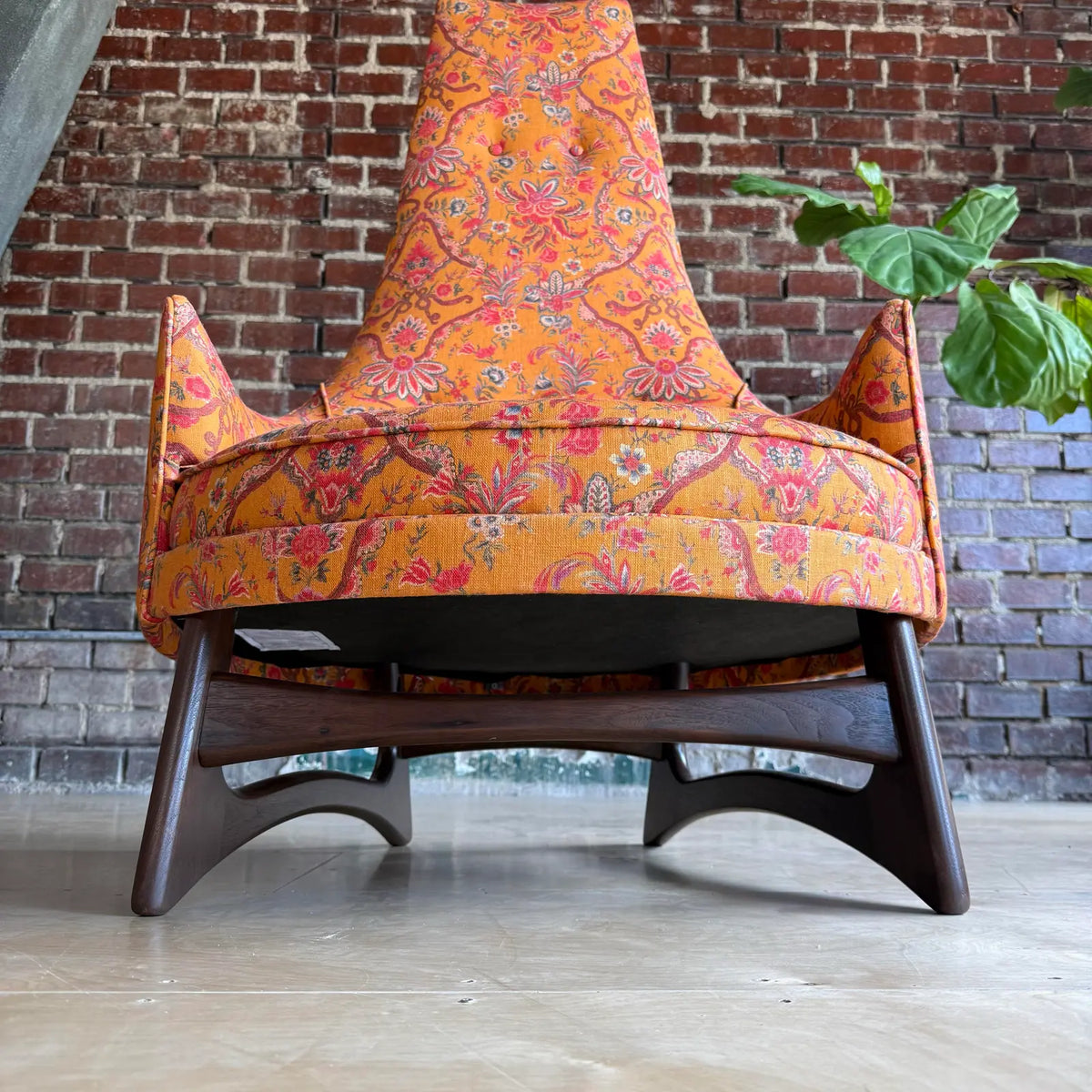 Adrian Pearsall High Back Chair Reupholstered With Mind the Gap Fabric