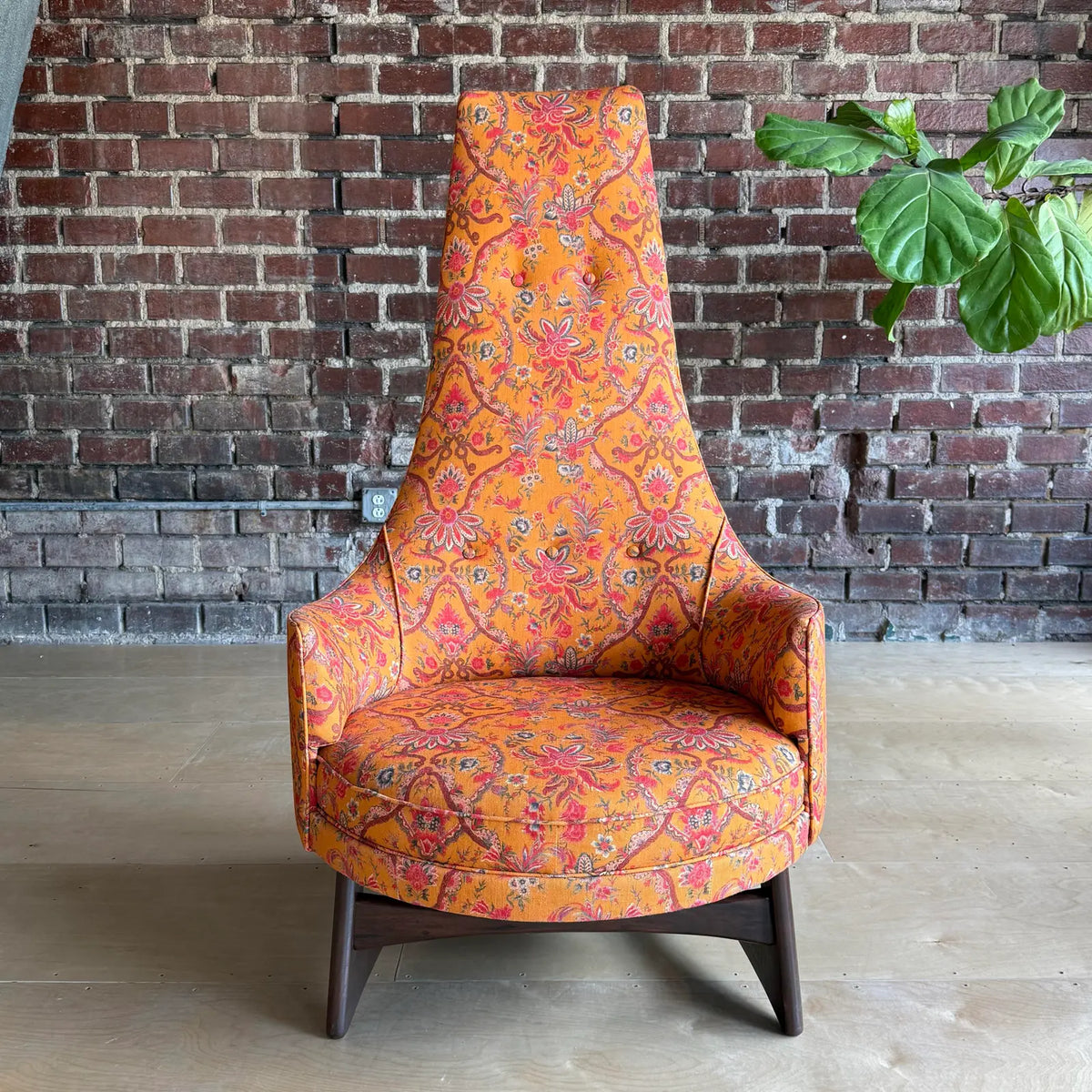 Adrian Pearsall High Back Chair Reupholstered With Mind the Gap Fabric