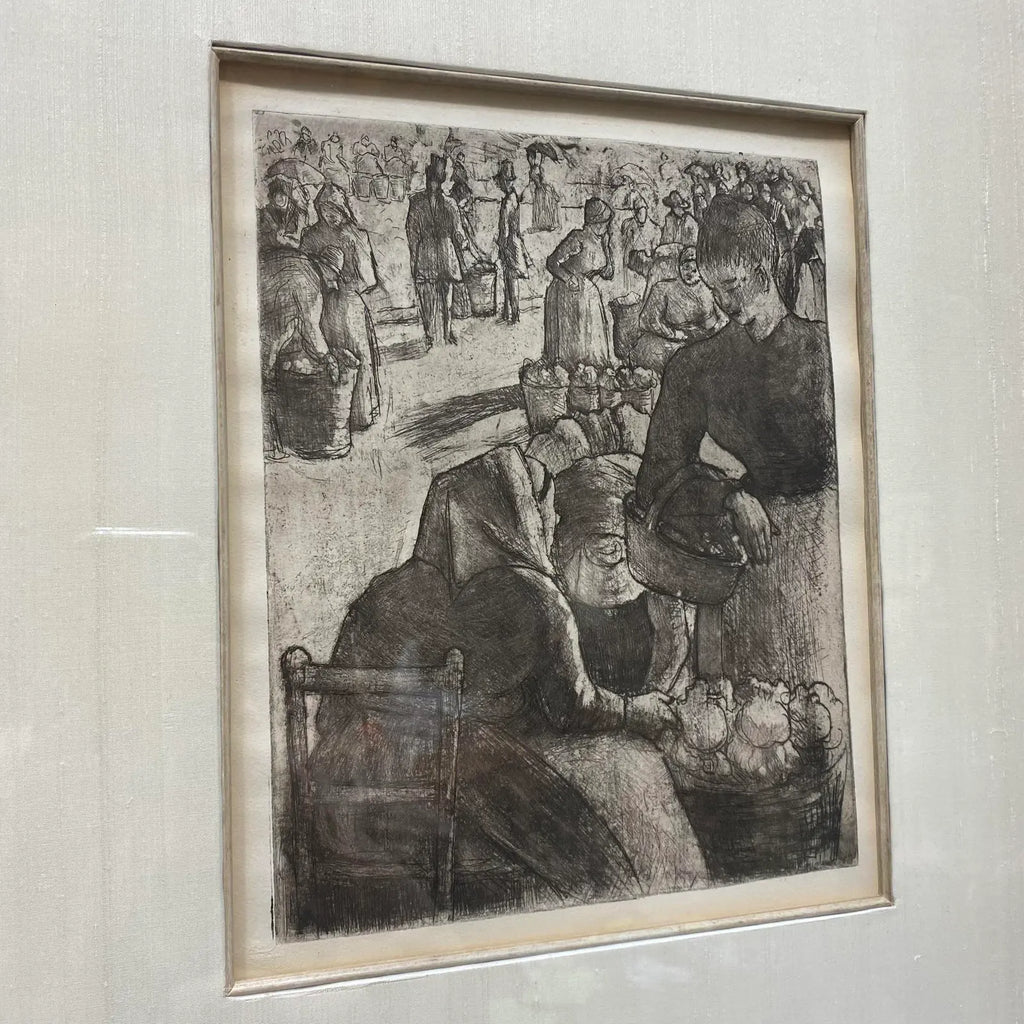 After Camille Pissarro Art Framed Signed Cleveland Ohio Info Tag on Back