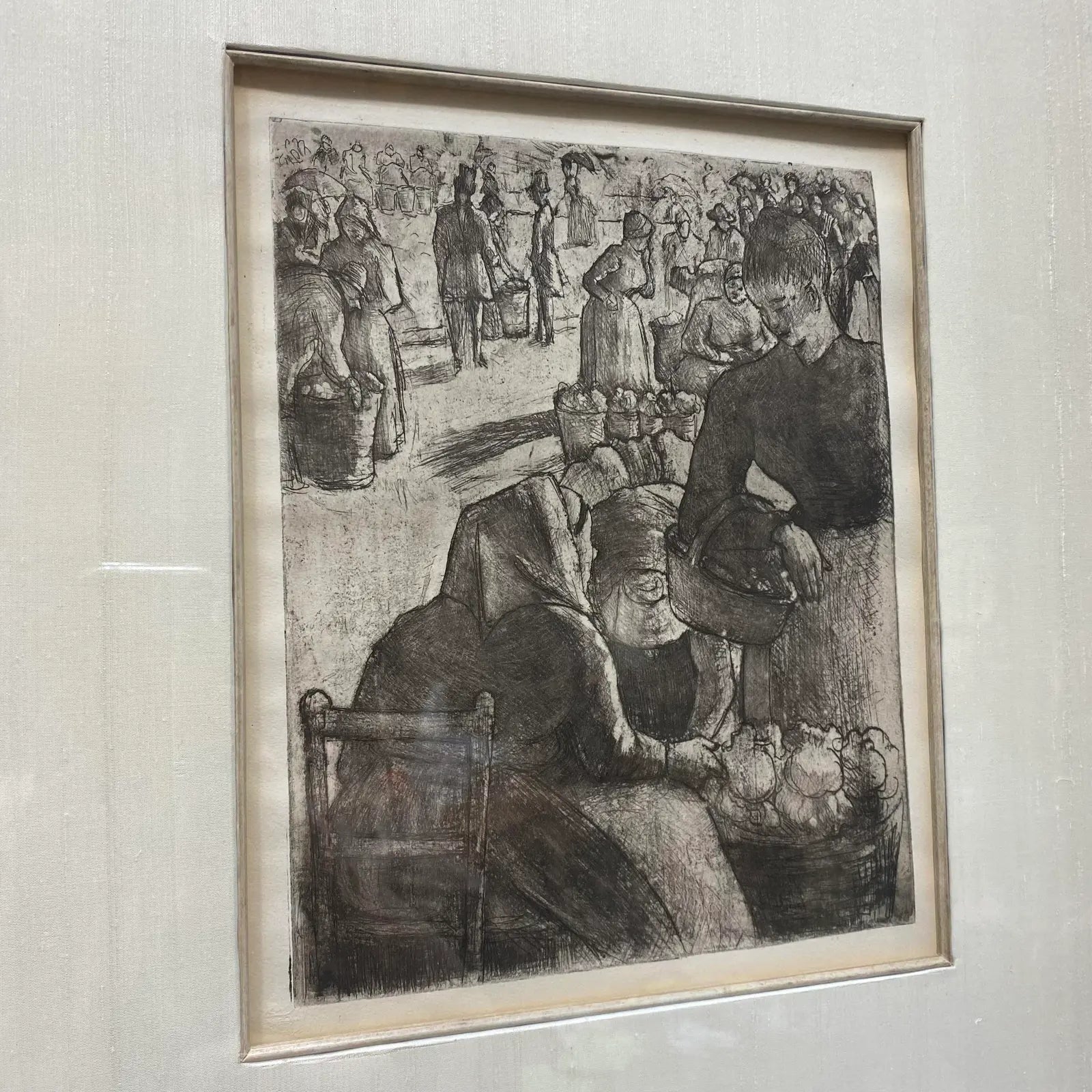 After Camille Pissarro Art Framed Signed Cleveland Ohio Info Tag on Back