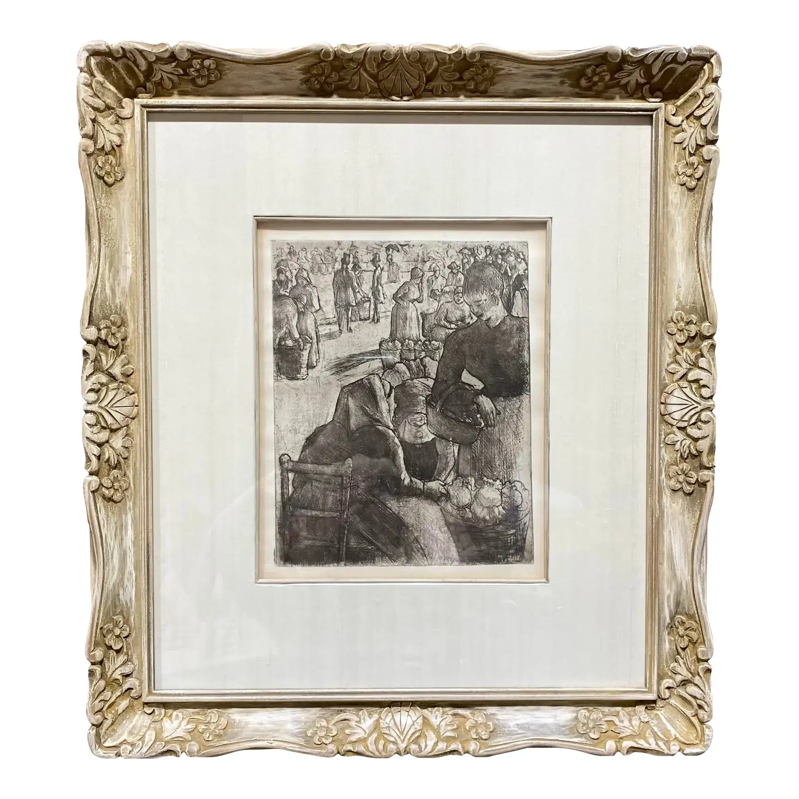 After Camille Pissarro Art Framed Signed Cleveland Ohio Info Tag on Back