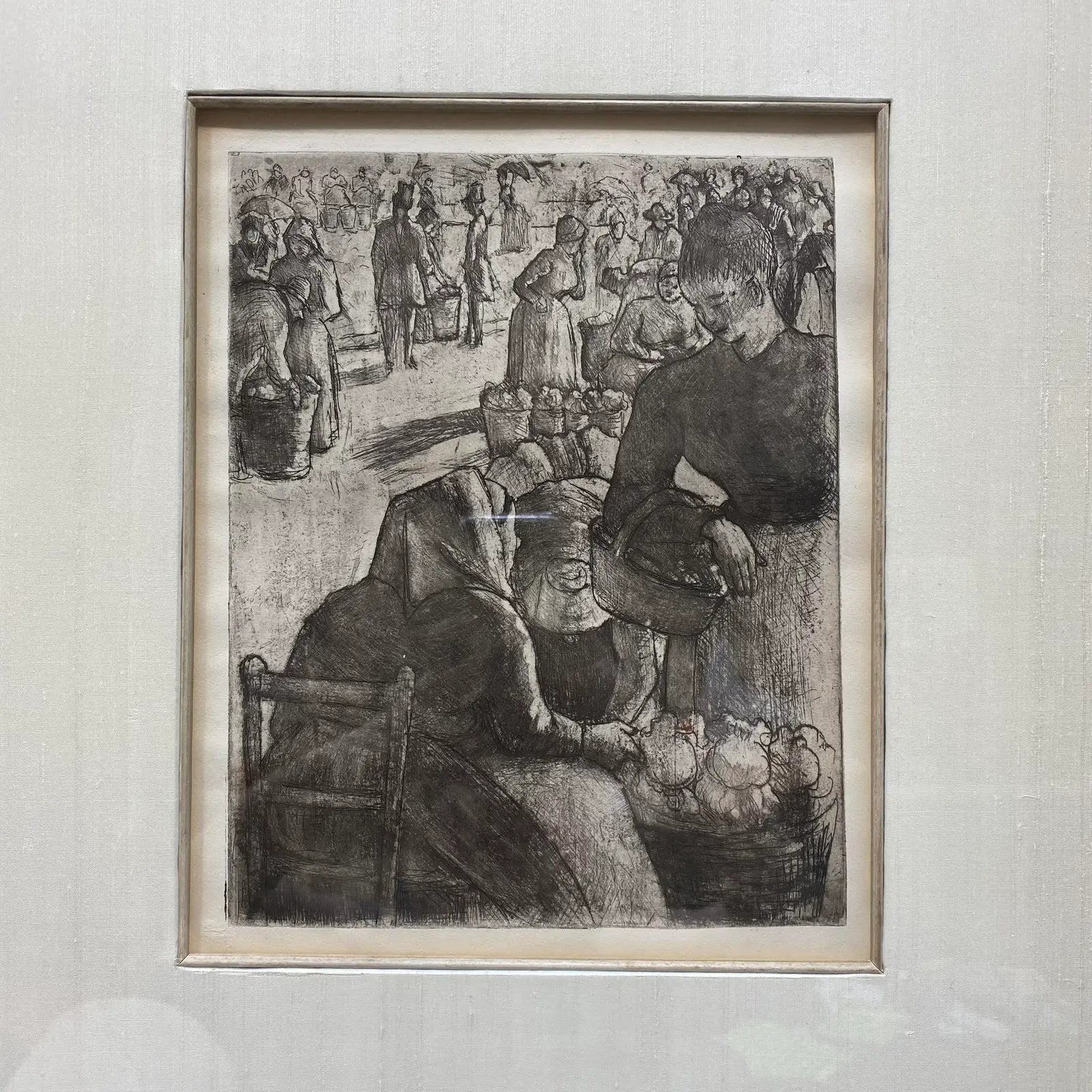 After Camille Pissarro Art Framed Signed Cleveland Ohio Info Tag on Back
